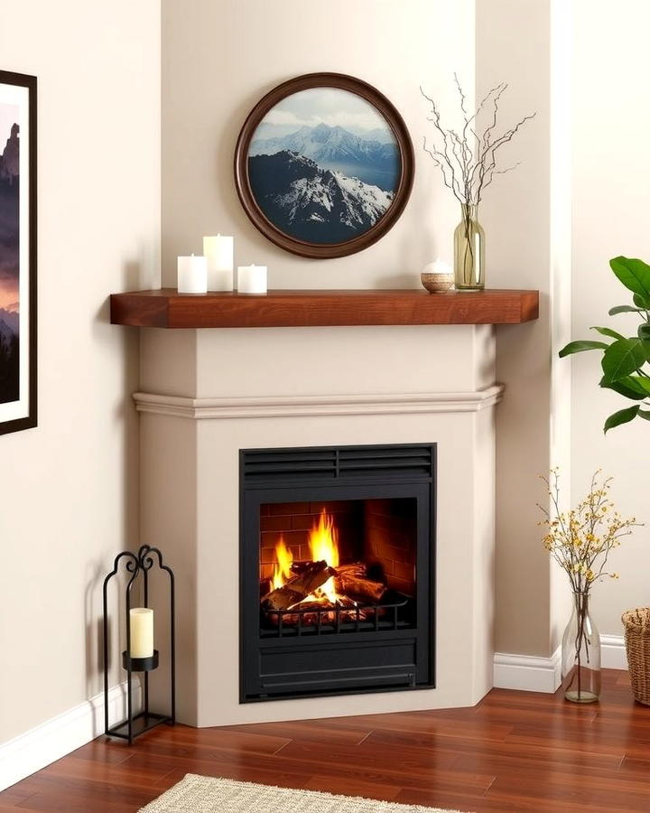 Corner Fireplace with a Mantelpiece