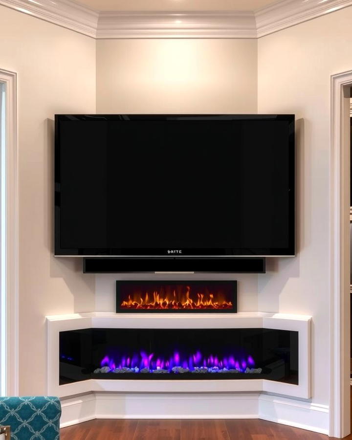 Corner Fireplace with a TV Above