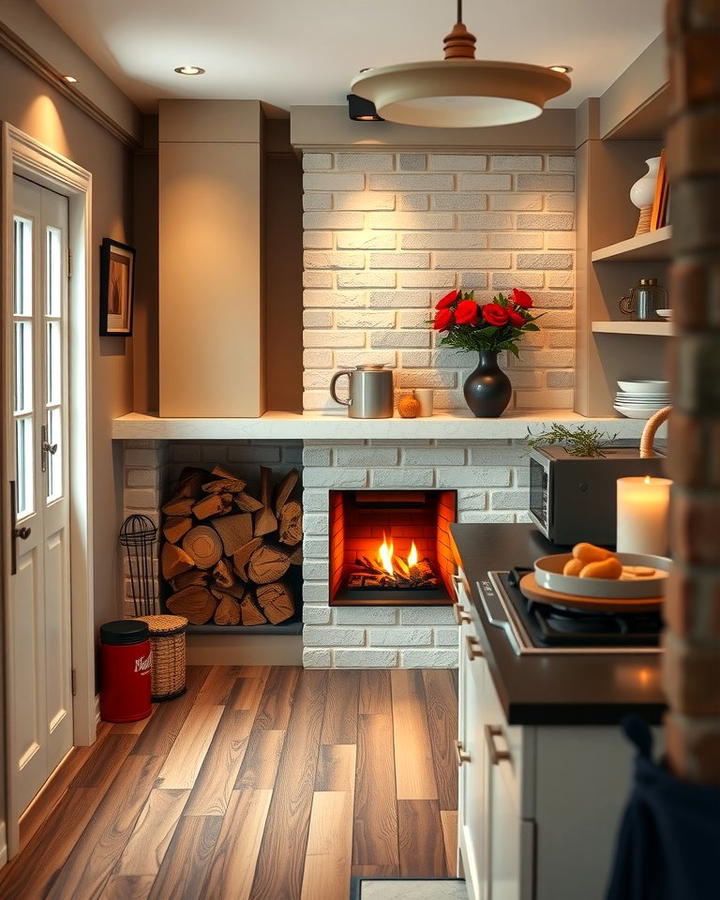 Corner Fireplaces for Compact Kitchens