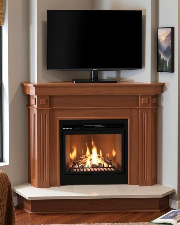 Corner Gas Fireplace with TV Above