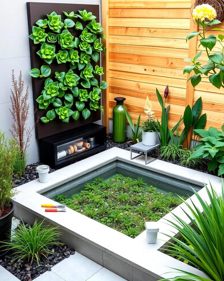 Corner Reflecting Pool with Vertical Garden