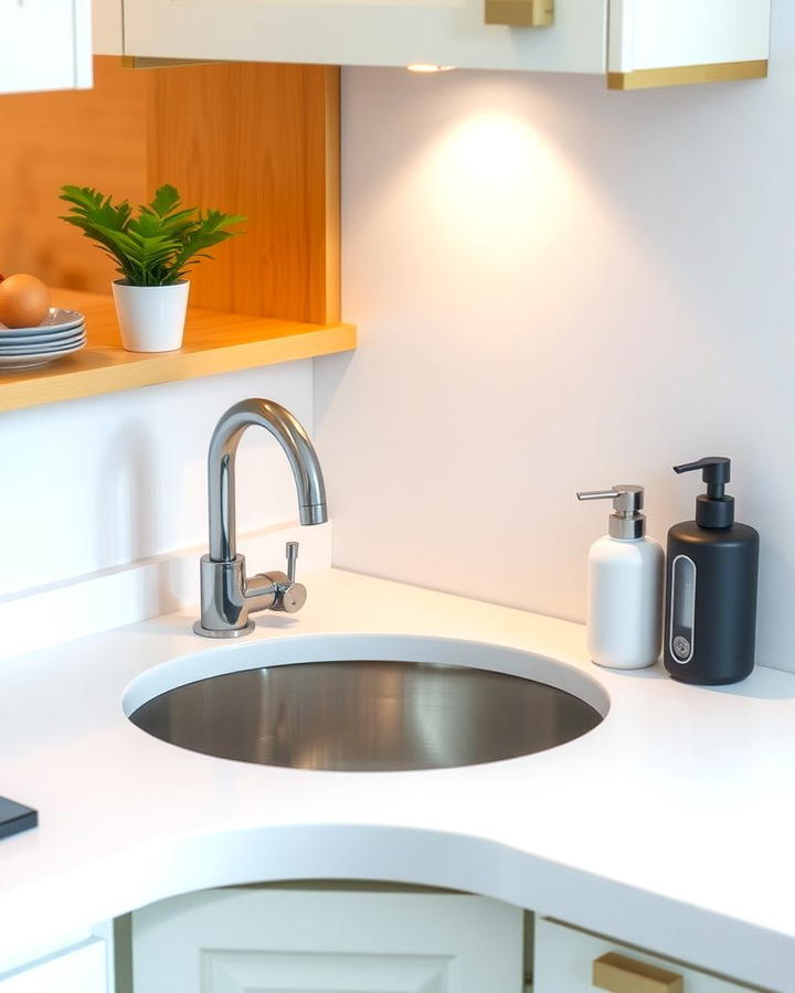 Corner Sink with Built In Soap Dispenser