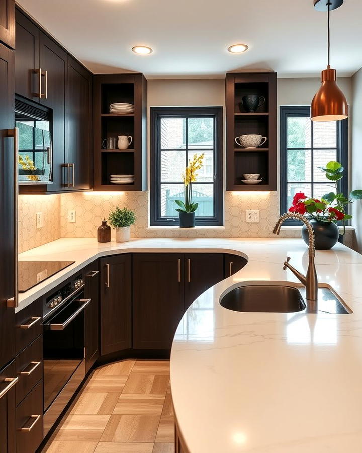 Corner Sink with Curved Countertop