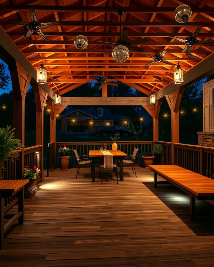 Covered Deck with Built In Lighting