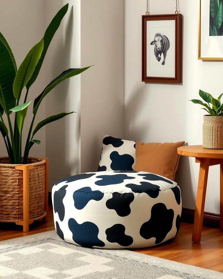 Cow Print Pouf