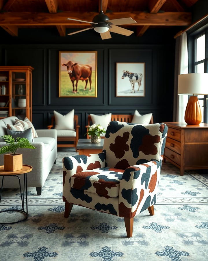 Cow Print Upholstered Chair