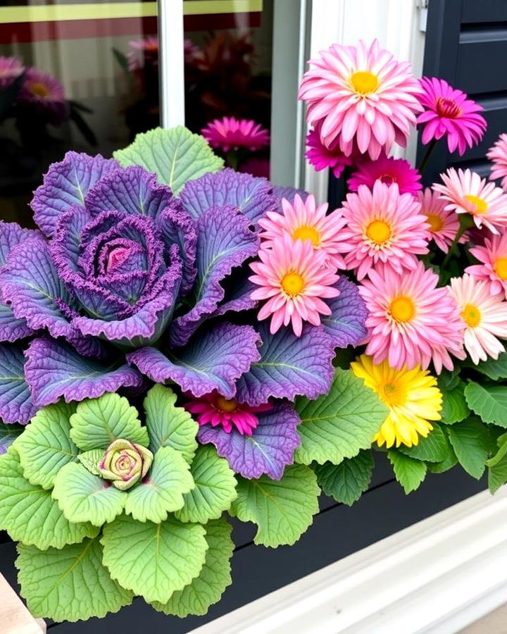 Cozy Appeal with Ornamental Kale and Chrysanthemums