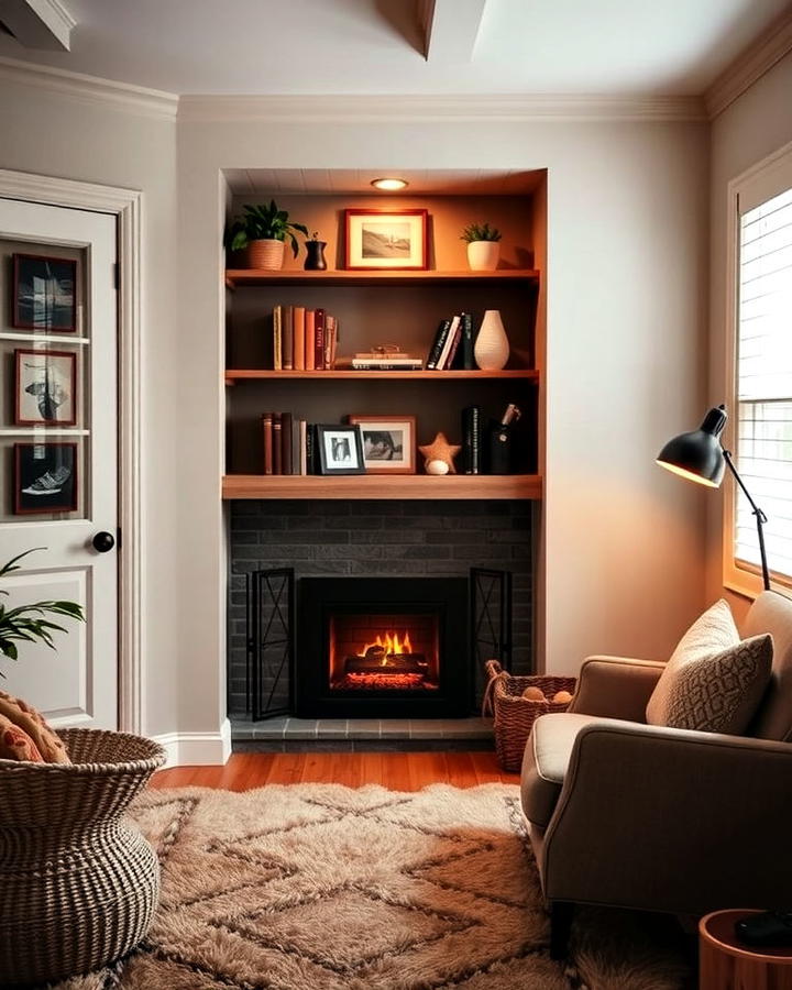 Cozy Corner Fireplace Office Idea