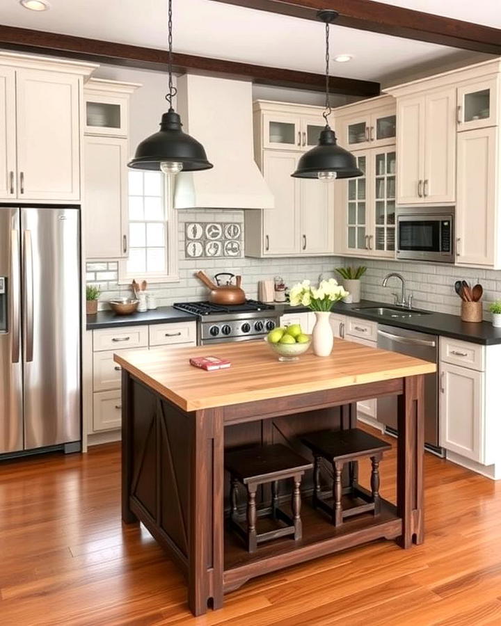 Cozy Farmhouse Style with Butcher Block Island