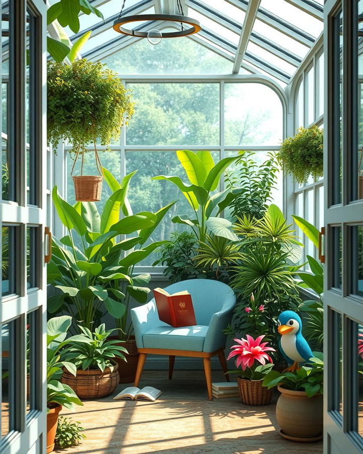 Cozy Greenhouse Reading Nook