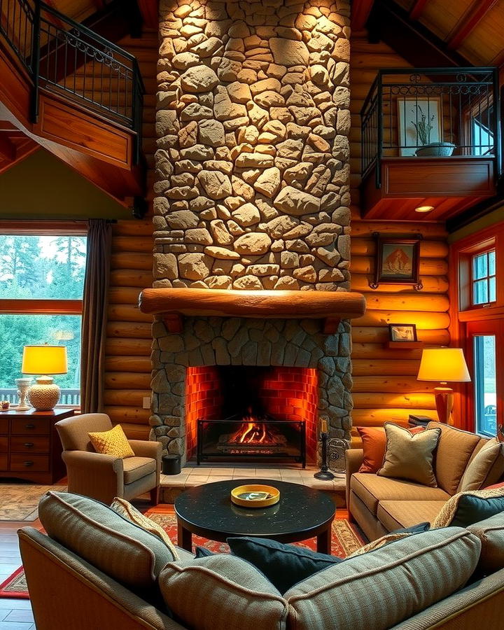 Cozy Stone Fireplace