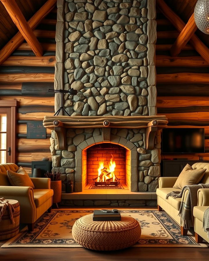 Cozy Stone Fireplace