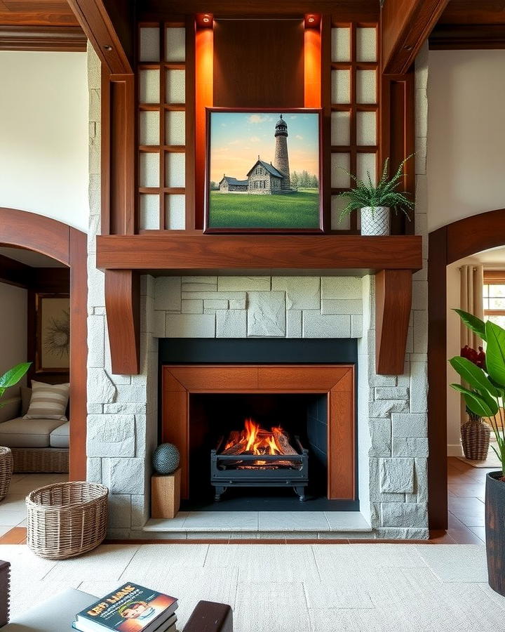 Craftsman Fireplace with Copper Accents