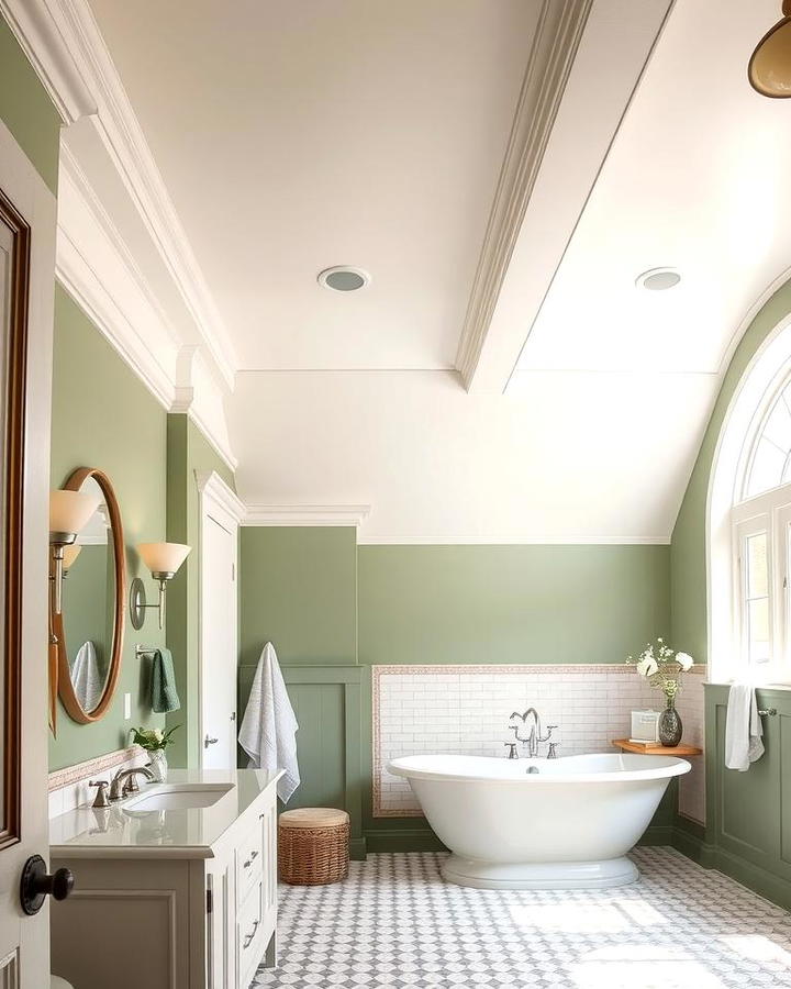 Cream Ceiling with Sage Green Walls