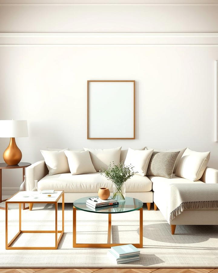 Cream Couch in a Monochromatic Neutral Palette