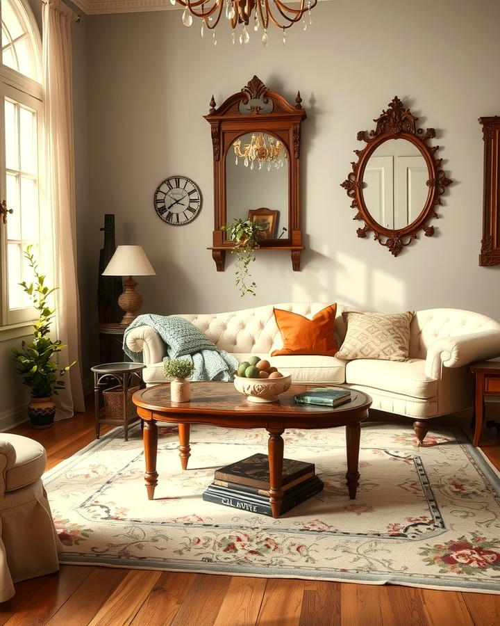 Cream Couch with Vintage Decor