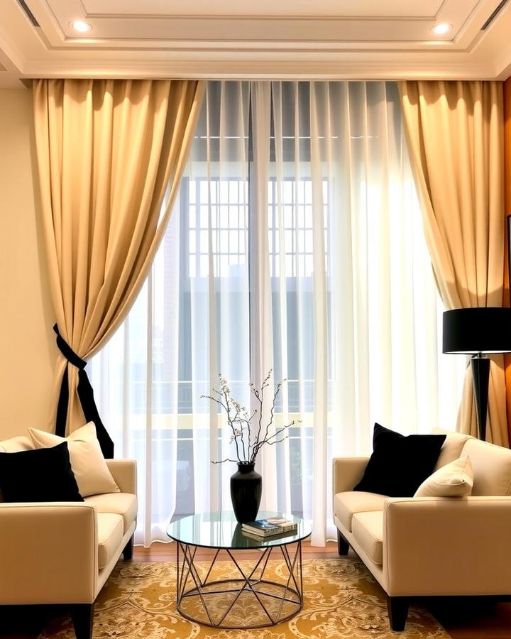 Cream Curtains with Black Tiebacks