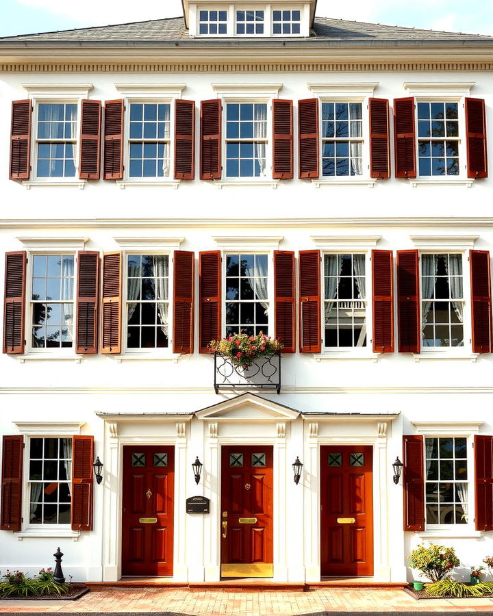 Cream Exterior with Brown Shutters and Doors