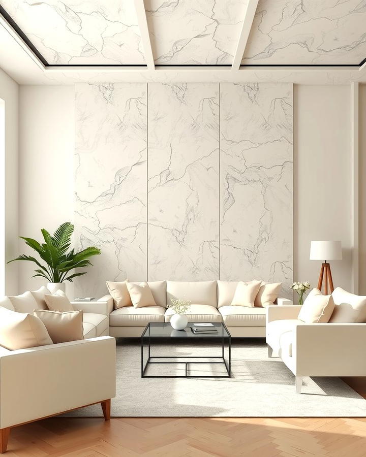 Cream Living Room with Textured Walls