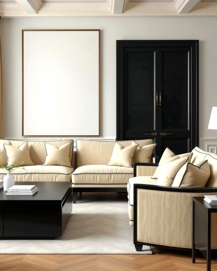 Cream Sofas with Black Trim