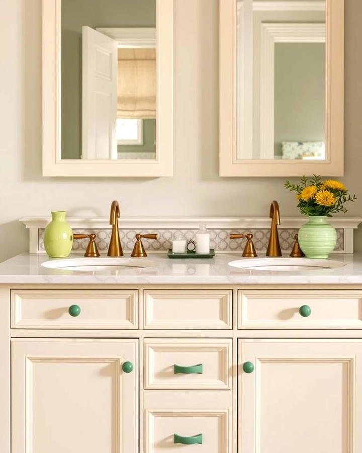 Cream Vanity with Sage Green Hardware