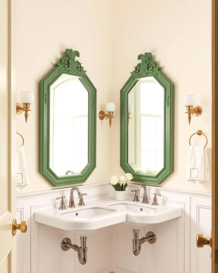 Cream Walls with Sage Green Mirrors