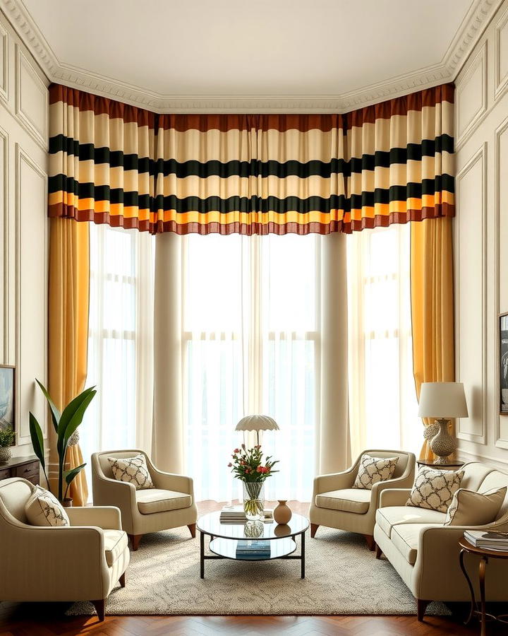 Cream and Black Striped Curtains