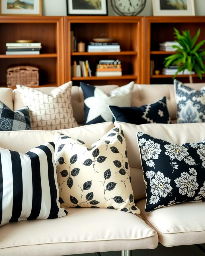 Cream and Black Throw Pillows