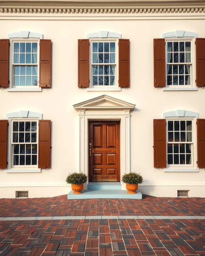 Cream and Brown Colonial Exterior