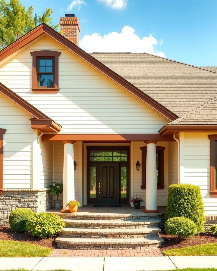 Cream and Brown Ranch Style Home