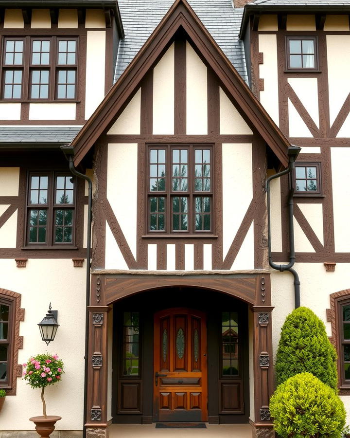 Cream and Brown Tudor Revival