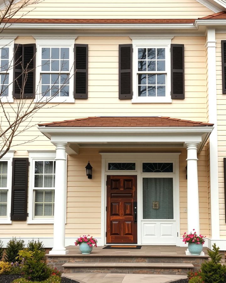 Cream and Brown with White Trim