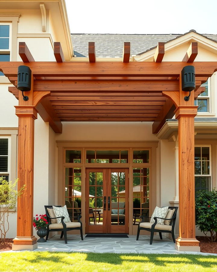 Cream and Brown with Wooden Pergola