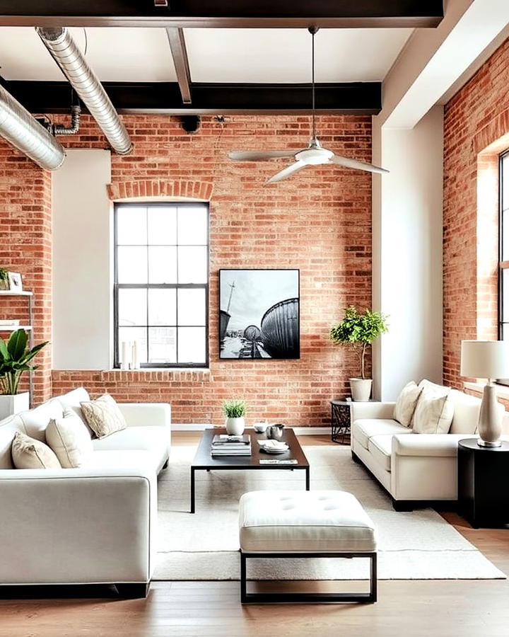 Cream and Industrial Elements Living Room