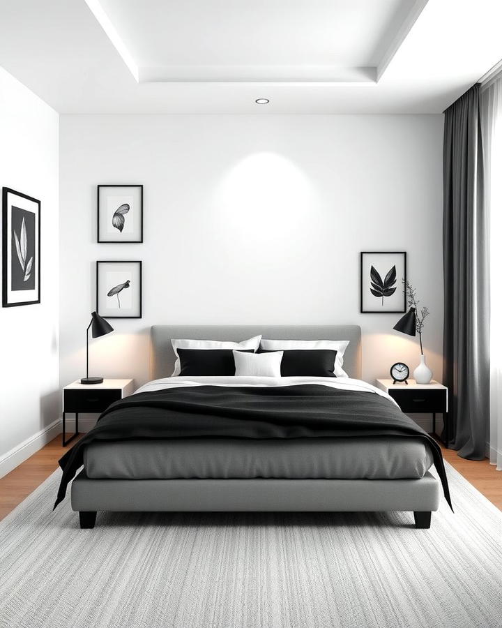 Crisp White Walls with Black Accents