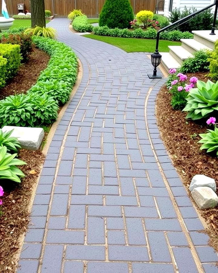 Curved Black Brick Walkway