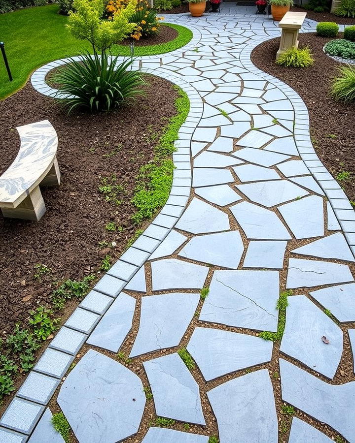 Curved Bluestone Walkway for a Dynamic Layout