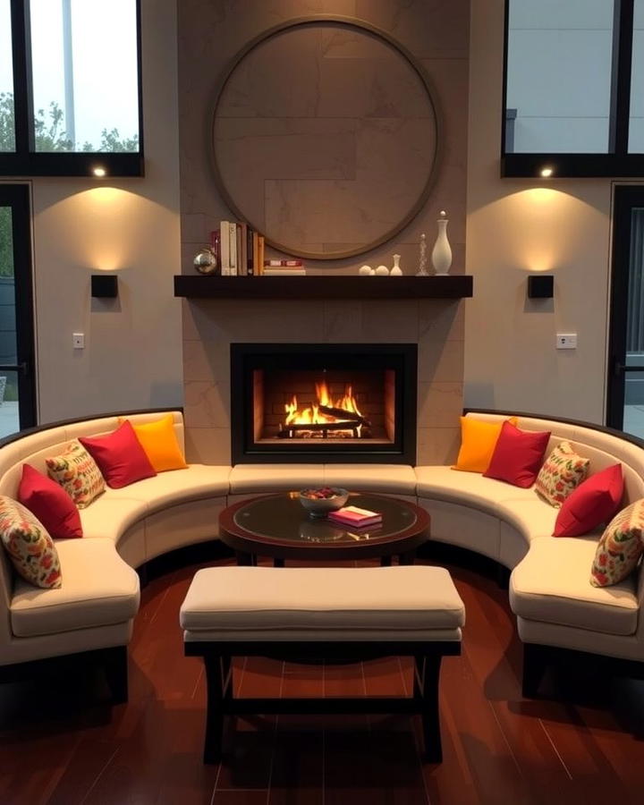 Curved Fireplace Bench