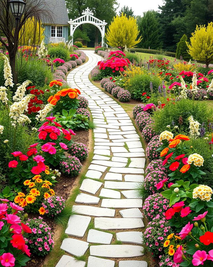 Curved Path with Flower Borders