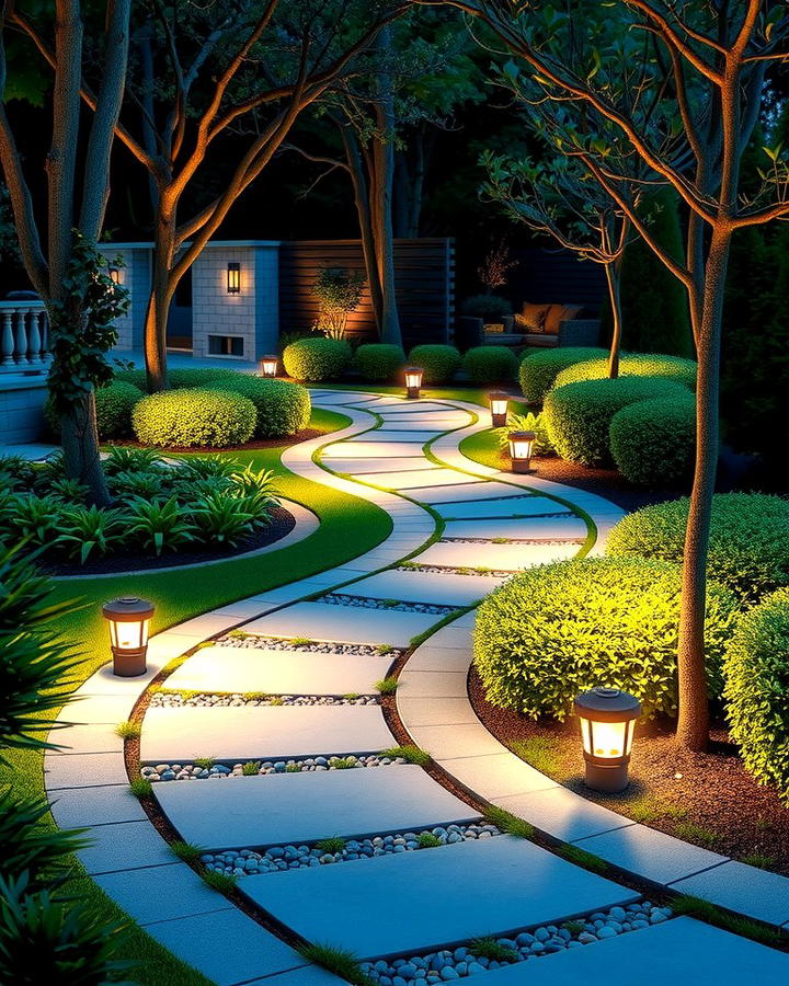 Curved Walkways with Lighting Features