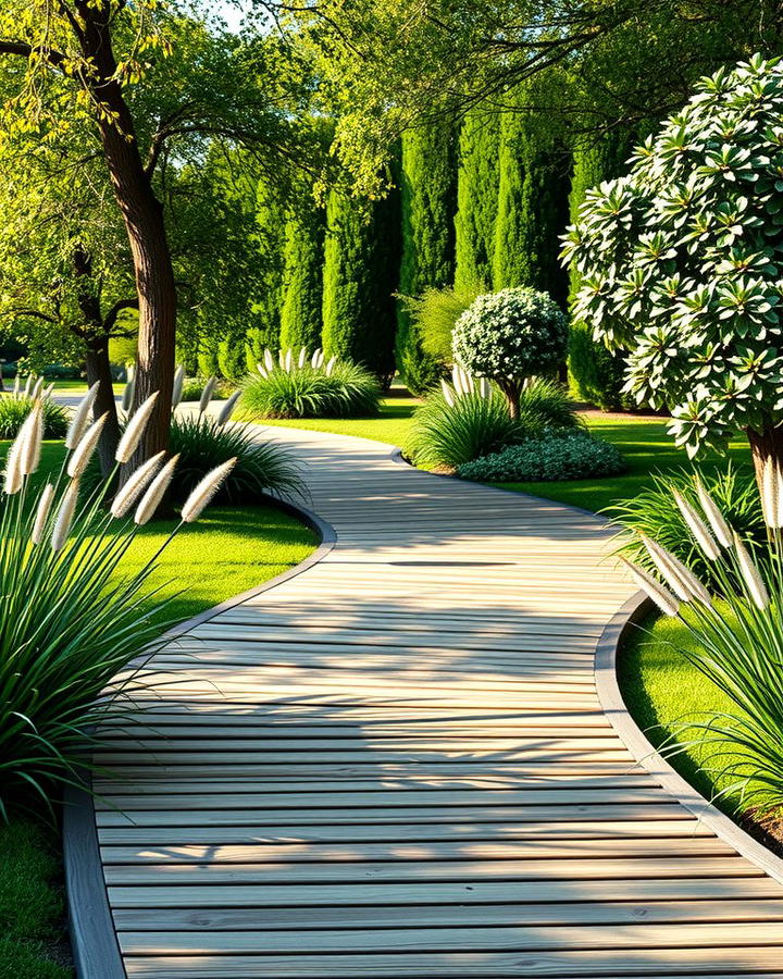 Curved Wooden Plank Pathways