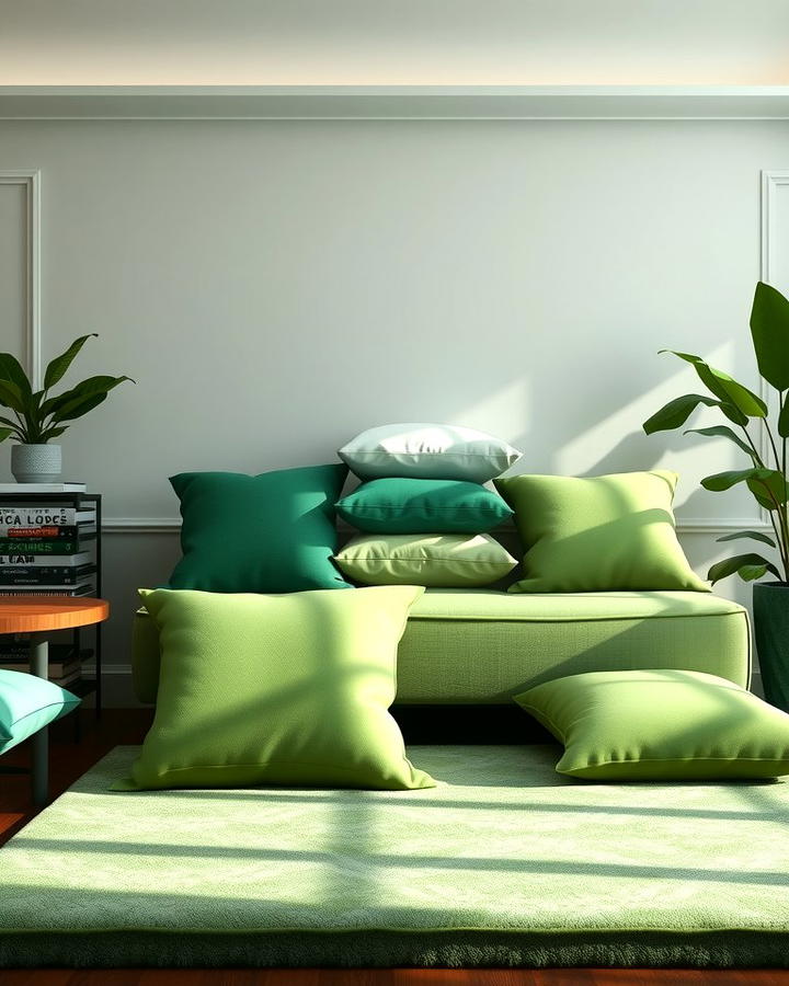 Cushions in Various Green Shades for Layers