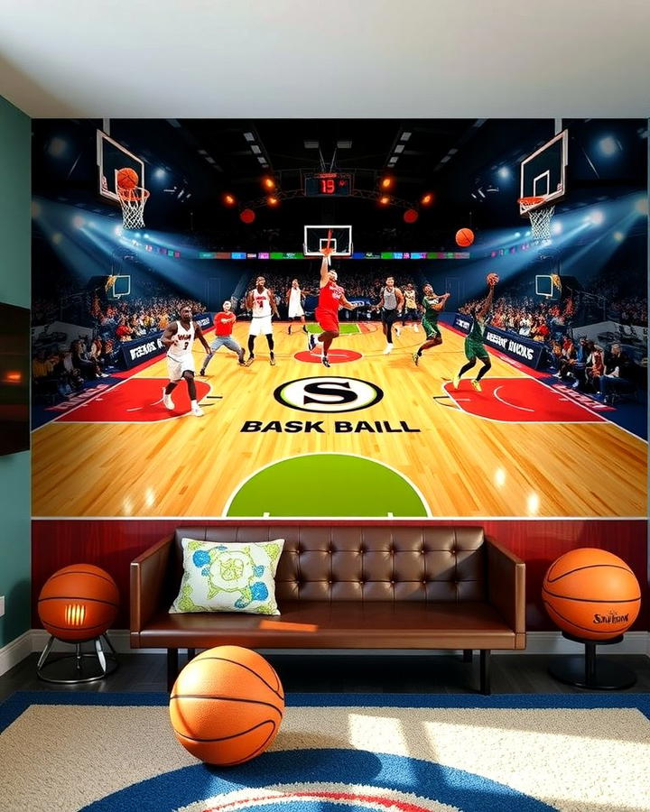 Custom Basketball Themed Wall Mural