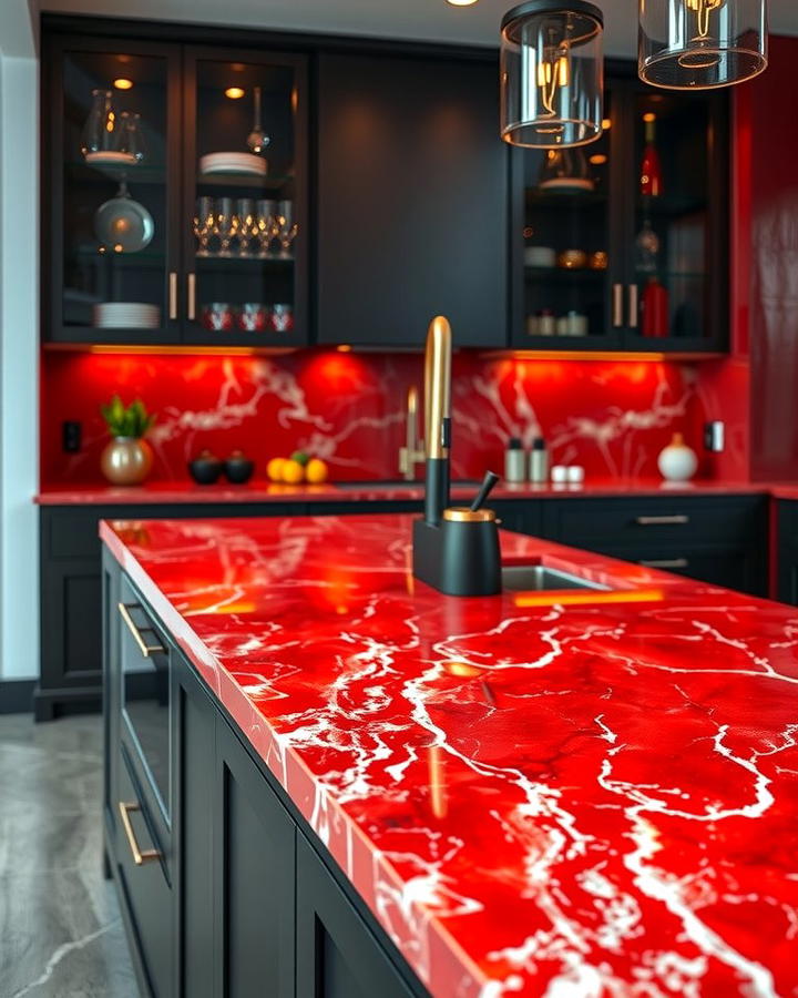 Daring Red Marble Countertops