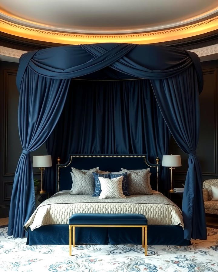 Dark Blue Canopy Bed