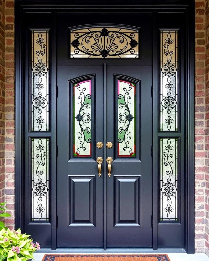 Dark Gray with Decorative Glass Insets