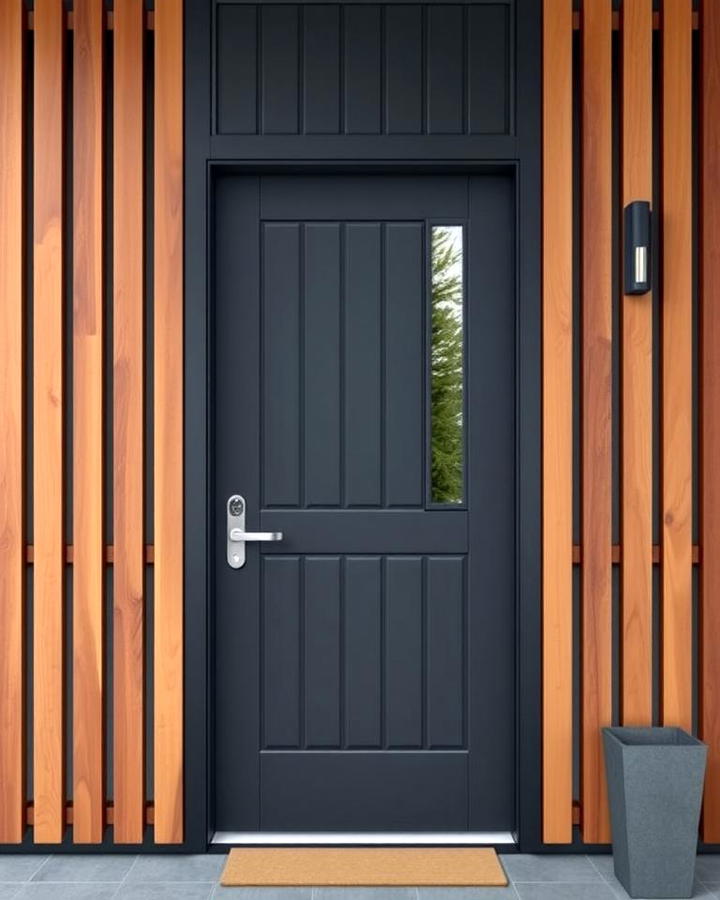 Dark Gray with Vertical Wood Slats