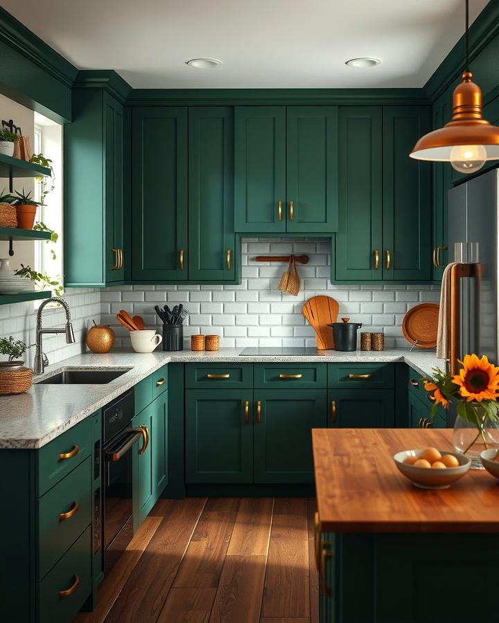 Dark Green Cabinets for a Unique Touch