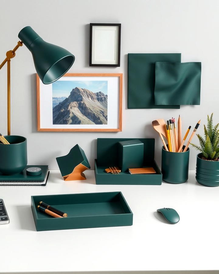 Dark Green Desk Accessories for Subtle Coordination