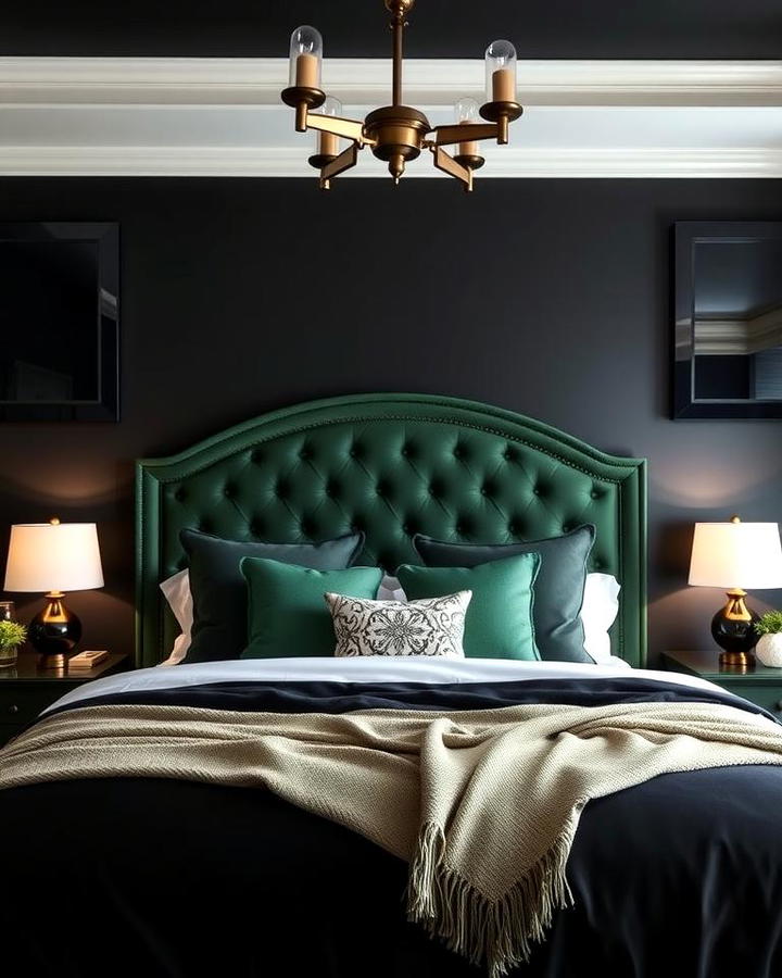 Dark Green Headboard for a Focal Point